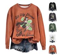 Sudadera de Halloween con texto en inglés "All My Ex's Live In Texas" para mujer, camisetas divertidas de bruja, tallas grandes, disfraces de Halloween, camisetas de terror de manga larga, sin botones