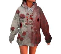 Sudadera de Halloween con texto en inglés "I'M Fine para mujer, diseño de letras aterradoras con texto en inglés "Help Me", divertidos disfraces de Halloween, de manga larga, ropa de moda para