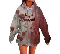 Sudadera de Halloween con texto en inglés "I'M Fine para mujer, diseño de letras aterradoras con texto en inglés "Help Me", divertidos disfraces de Halloween, de manga larga, ropa de moda para