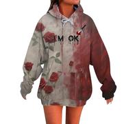 Sudadera de Halloween con texto en inglés "I'M Fine para mujer, diseño de letras aterradoras con texto en inglés "Help Me", divertidos disfraces de Halloween, de manga larga, ropa de moda para