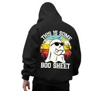 Sudadera de Halloween para hombre, dibujos animados, cabeza de calabaza, fantasma, con impresión trasera, sudaderas con capucha para adolescentes, con media cremallera, sudadera de gran tamaño, Y2K