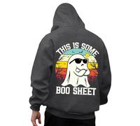 Sudadera de Halloween para hombre, dibujos animados, cabeza de calabaza, fantasma, con impresión trasera, sudaderas con capucha para adolescentes, con media cremallera, sudadera de gran tamaño, Y2K