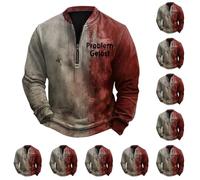 Sudadera de Halloween para hombre, diseño de salpicaduras sangrientas, cremallera de un cuarto, manga larga, suéter de otoño, disfraces de vacaciones, para adultos, Estoy Bien, XXXXL