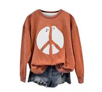 Sudadera de Halloween para mujer con estampado de fantasmas de Paece y amor, sudaderas de cuello redondo, trajes para adultos, disfraces 2025 para mujer, naranja, L