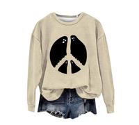 Sudadera de Halloween para mujer con estampado de fantasmas de Paece y amor, sudaderas de cuello redondo, trajes para adultos, disfraces 2025 para mujer, beige, M
