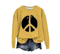 Sudadera de Halloween para mujer con estampado de fantasmas de Paece y amor, sudaderas de cuello redondo, trajes para adultos, disfraces 2025 para mujer, amarillo, S