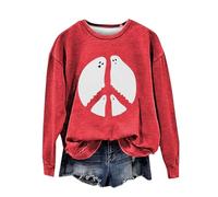 Sudadera de Halloween para mujer con estampado de fantasmas de Paece y amor, sudaderas de cuello redondo, trajes para adultos, disfraces 2025 para mujer, rosso, XXL
