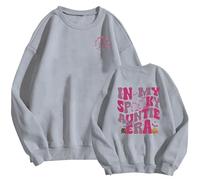 Sudadera de Halloween para mujer con texto en inglés "In My Spooky Aunt Era, fantasma", con estampado de calabaza, cuello redondo, sudaderas casuales para mujeres adultas, gris, XXL