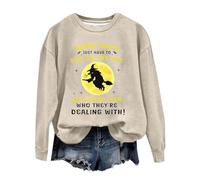 Sudadera de Halloween para mujer, con texto en inglés "Some Days You Just Have To Put On The Hat To Remind Them Who Are Dealing Witch", sudaderas con capucha para adultos, caqui, L