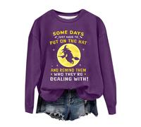 Sudadera de Halloween para mujer, con texto en inglés "Some Days You Just Have To Put On The Hat To Remind Them Who Are Dealing", sudaderas con capucha para adultos, Morado (, S