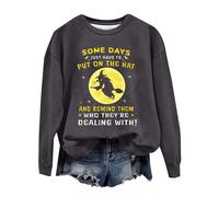 Sudadera de Halloween para mujer, con texto en inglés "Some Days You Just Have To Put On The Hat To Remind Them Who Are Dealing Witch", sudaderas con capucha para adultos, gris oscuro, S