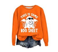 Sudadera de Halloween para mujer, diseño de arañas fantasmas con texto en inglés "This Is Some Boo" Sheet Printed Crewneck Otoño Sudaderas Disfraces 2025 Ladies Pullover Adult Outfits, naranja, XXL