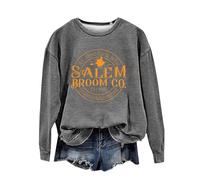 Sudadera de Halloween para mujer, diseño de cielo sobre la tierra, de calidad, hecha a mano, con estampado de Salem Broom Co, sudaderas con cuello redondo, disfraces de 2025, trajes para mujeres
