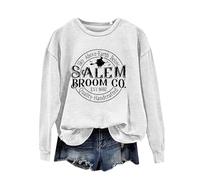 Sudadera de Halloween para mujer, diseño de cielo sobre la tierra, de calidad, hecha a mano, con estampado de Salem Broom Co, sudaderas con cuello redondo, disfraces de 2025, trajes para mujeres