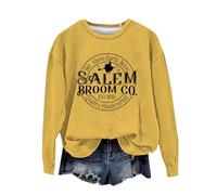 Sudadera de Halloween para mujer, diseño de cielo sobre la tierra, de calidad, hecha a mano, con estampado de Salem Broom Co, sudaderas con cuello redondo, disfraces de 2025, trajes para mujeres