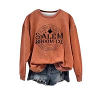 Sudadera de Halloween para mujer, diseño de cielo sobre la tierra, de calidad, hecha a mano, con estampado de Salem Broom Co, sudaderas con cuello redondo, disfraces de 2025, trajes para mujeres