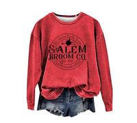 Sudadera de Halloween para mujer, diseño de cielo sobre la tierra, de calidad, hecha a mano, con estampado de Salem Broom Co, sudaderas con cuello redondo, disfraces de 2025, trajes para mujeres