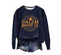 Sudadera de Halloween para mujer, diseño de cielo sobre la tierra, de calidad, hecha a mano, con estampado de Salem Broom Co, sudaderas con cuello redondo, disfraces de 2025, trajes para mujeres