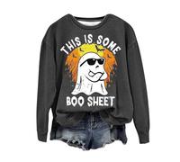 Sudadera de Halloween para mujer, diseño de fantasma con texto en inglés "This Is Some Boo" Sheet Printed Crewneck Sudaderas Disfraces Pullover Adulto 2025 Ladies Outfits, gris, XL