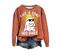 Sudadera de Halloween para mujer, diseño de fantasma con texto en inglés "This Is Some Boo" Sheet Printed Crewneck Sudaderas Disfraces Pullover Adulto 2025 Ladies Outfits, naranja, XXL
