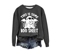 Sudadera de Halloween para mujer, diseño de fantasma, con texto en inglés "This Is Some Boo Sheet Spiders" impreso, sudaderas con cuello redondo, disfraces de 2025 para mujer y adulto, gris, XXL