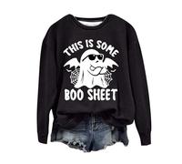 Sudadera de Halloween para mujer, diseño de fantasma, con texto en inglés "This Is Some Boo Sheet Spiders" impreso, sudaderas con cuello redondo, disfraces de 2025 para mujer y adulto, Negro, XXL