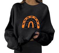 Sudadera de Halloween para mujer, diseño de murciélago arcoíris, cuello redondo, manga larga, sudaderas para vacaciones, 2025, disfraces para mujer, Negro, XXL