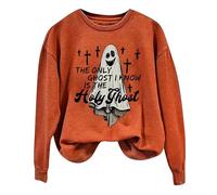 Sudadera de Halloween para mujer, diseño de The Only Ghost I Know Is The Holy Yhost, sudadera con cuello redondo impreso, trajes de 2025 para mujer y adulto, blanco, XL