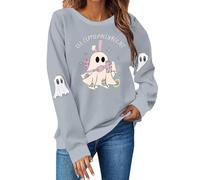 Sudadera de Halloween para mujer, sudadera de manga larga, holgada, con estampado de fantasma, cuello redondo, suéter gráfico de moda, calabaza, espeluznante, festivales, suéteres para mujer al aire