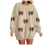 Sudadera de Halloween para mujer, sudaderas de gran tamaño, para otoño, invierno, ropa de calle, sudadera para mujer, cuello redondo, casual, manga larga, 13-beige, S