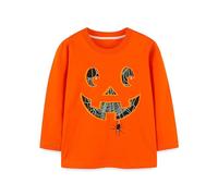 Sudadera de Halloween para niños con efecto luminoso en la oscuridad, diseño de calabaza, manga larga, algodón, parte superior acogedora, naranja, 2 años