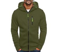 Sudadera de hombre Casual con Capucha Sudadera con Costuras En Contraste Talla Oversize Estilo Simple, Elegante E Casual, Ejército Verde, M