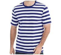Sudadera de Hombre Rayas Algodón Manga Corta Cuello Redondo Azul Blanco Camiseta Rayada Negro Blanco Camiseta de Verano Camiseta a Rayas Rojo Blanco Disfraz de Carnaval Traje Básico Casual Top