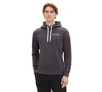 Sudadera de hombre TOM TAILOR con capucha y logo estampado, Gris (11086-Mezcla gris oscuro), 29/30