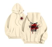 Sudadera de invierno 2026 con texto en inglés "Ok It's Not My Blood" para Halloween, divertida, caqui, S