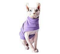 Sudadera de invierno para gatos sin pelo, suéter elástico de forro polar Dralon para clima frío, chaleco transpirable y cálido para gatos Sphynx, Devin, Konnis, Peterbald morado, talla XXL