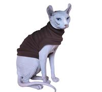 Sudadera de invierno para gatos sin pelo, suéter Sphynx para clima frío, chaleco cálido (marrón, L)