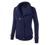 Sudadera de invierno para mujer, bolso de moda monocolor, manga larga, cruzado, con blusa informal, suéter para dormir, azul, M