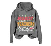 Sudadera de invierno para mujer, con capucha extragrande, estampado de Navidad, sin bolsillo, invierno, cálido, fiesta, sudadera, informal, para mujer, con capucha, cómoda, gris, XL