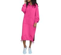 Sudadera de invierno para mujer, corte ancho, extrasuave, térmica, ideal para días fríos, rojo, verde, rojo fuego, S-XXXL, Rosa intenso., L