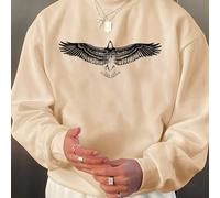 Sudadera de larga con cuello para hombre con estampado de grande, ropa casual, ropa de hombre