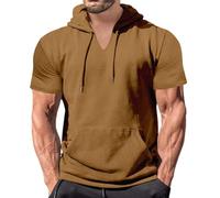 Sudadera de manga corta con capucha para hombre, moderna, para entrenamiento, gimnasio, con cordón, ajuste muscular, sudadera de verano, ligera, hip hop, correr, boxeo, senderismo, deporte, camisas de