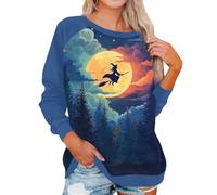 Sudadera De Manga Larga con Calabazas Y Hojas Diseño Temático Halloween para Mujer Casual Cómoda S