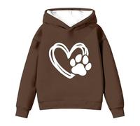 Sudadera de manga larga con capucha para el día de San Valentín 2026 con bonito estampado de cachorro y corazón, chaqueta casual para niños, marrón, 15-16 años