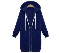 Sudadera de manga larga con capucha para mujer, color sólido, casual, con bolsillos, para uso diario, hogar, club, vacaciones, primavera, verano, otoño e invierno (L azul marino)