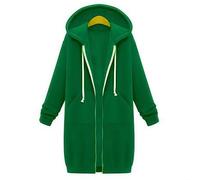 Sudadera de manga larga con capucha para mujer, color sólido, casual, con bolsillos, para uso diario, hogar, club, vacaciones, primavera, verano, otoño e invierno (XXL verde)