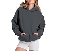 Sudadera de manga larga con capucha para mujer, ligera, color sólido, cuello redondo, manga larga, camiseta atlética, viajes, holgada, ajuste moderno, sudadera deportiva de manga larga, GY2, XL