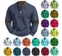 Sudadera de manga larga con cremallera 1/4 para hombre, sudadera ligera con cuello redondo, suéter holgado, tops básicos, casuales, moda, sudaderas de manga larga, azul, XXL