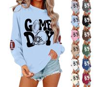Sudadera de manga larga con cuello redondo para mujer, 01#_azul cielo, M