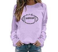 Sudadera de manga larga con cuello redondo para mujer, para el día del partido, camiseta de fútbol americano, camiseta de manga larga, 1C-azul, M